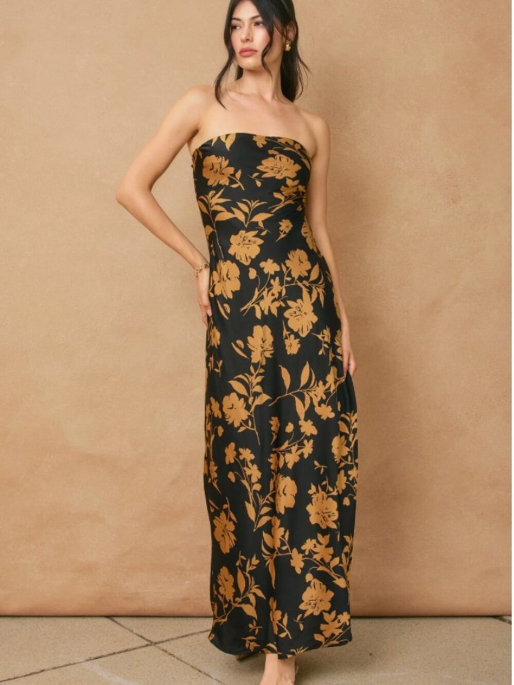 Women's Obsidian Garden strapless maxi dress- M